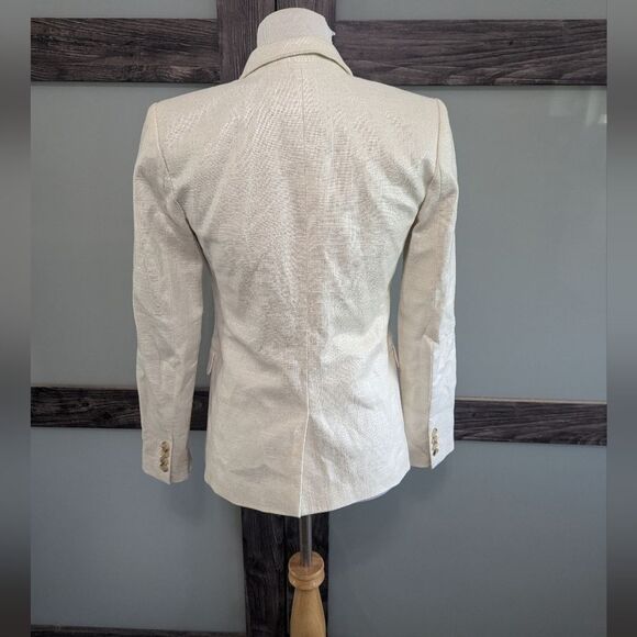 J. Crew Regent Blazer Metallic  Linen Blend Size 0 - Picture 4 of 11
